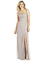 Front View Thumbnail - Taupe Silver After Six Shimmer Bridesmaid Dress 6811LS