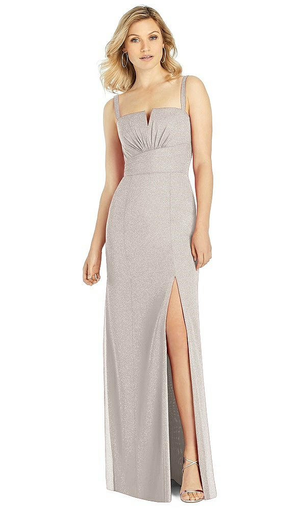 Front View - Taupe Silver After Six Shimmer Bridesmaid Dress 6811LS