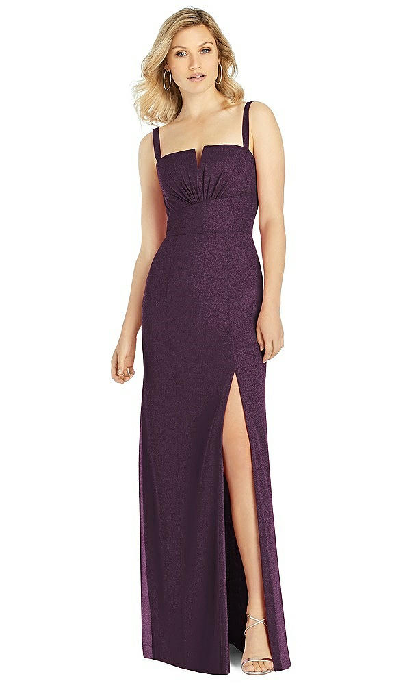 Front View - Aubergine Silver After Six Shimmer Bridesmaid Dress 6811LS
