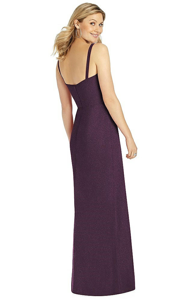 Back View - Aubergine Silver After Six Shimmer Bridesmaid Dress 6811LS