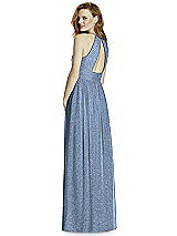 Rear View Thumbnail - Cloudy Silver Studio Design Long Halter Shimmer Bridesmaid Dress 4511LS