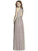 Rear View Thumbnail - Taupe Silver Studio Design Long Halter Shimmer Bridesmaid Dress 4511LS