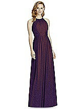 Front View Thumbnail - Majestic Gold Studio Design Long Halter Shimmer Bridesmaid Dress 4511LS
