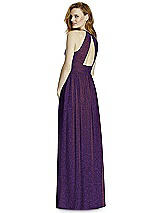 Rear View Thumbnail - Majestic Gold Studio Design Long Halter Shimmer Bridesmaid Dress 4511LS
