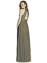 Rear View Thumbnail - Mocha Gold Studio Design Long Halter Shimmer Bridesmaid Dress 4511LS