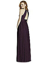 Rear View Thumbnail - Aubergine Silver Studio Design Long Halter Shimmer Bridesmaid Dress 4511LS