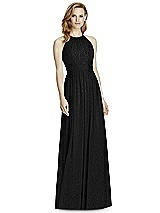 Front View Thumbnail - Black Silver Studio Design Long Halter Shimmer Bridesmaid Dress 4511LS