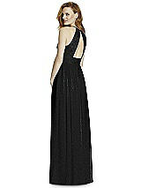 Rear View Thumbnail - Black Silver Studio Design Long Halter Shimmer Bridesmaid Dress 4511LS