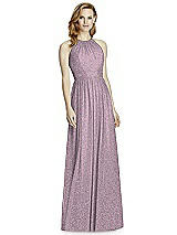 Front View Thumbnail - Suede Rose Silver Studio Design Long Halter Shimmer Bridesmaid Dress 4511LS