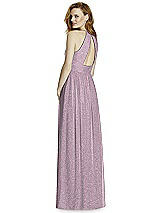 Rear View Thumbnail - Suede Rose Silver Studio Design Long Halter Shimmer Bridesmaid Dress 4511LS
