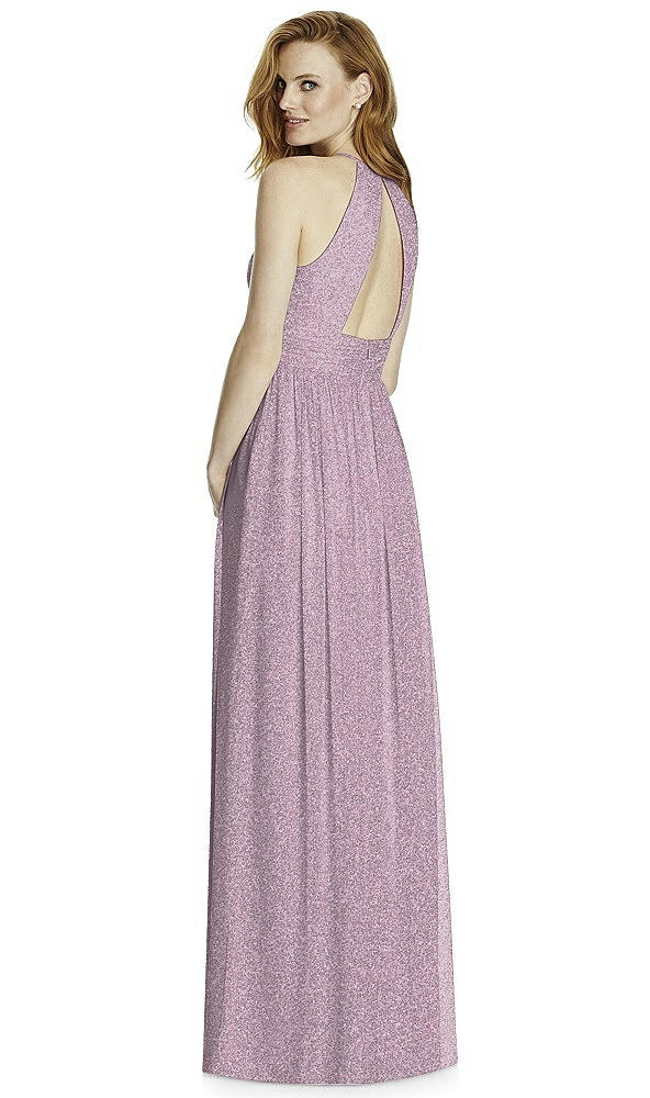 Back View - Suede Rose Silver Studio Design Long Halter Shimmer Bridesmaid Dress 4511LS