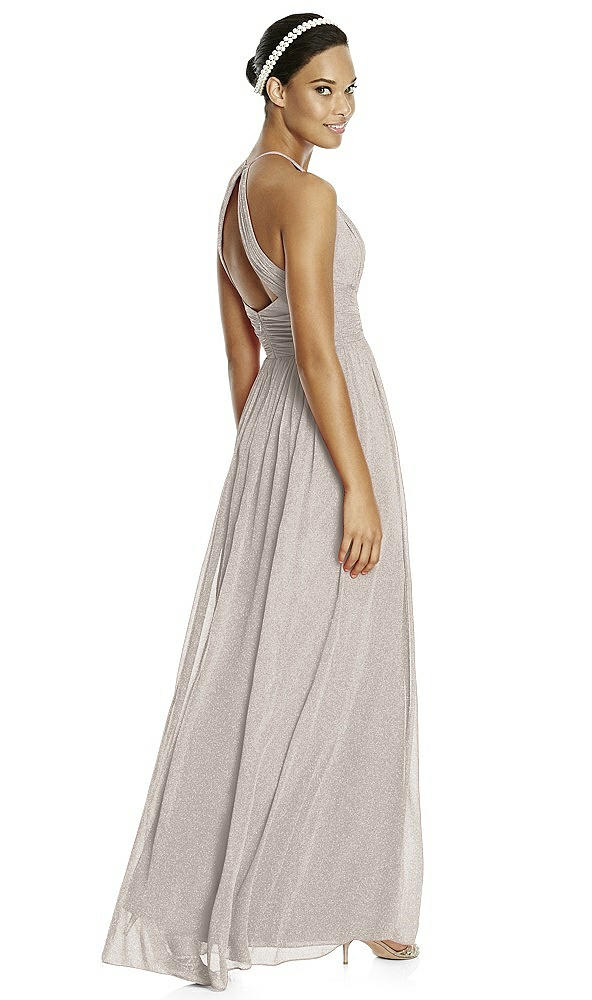 Back View - Taupe Silver & Dark Nude Studio Design Shimmer Bridesmaid Dress 4518LS