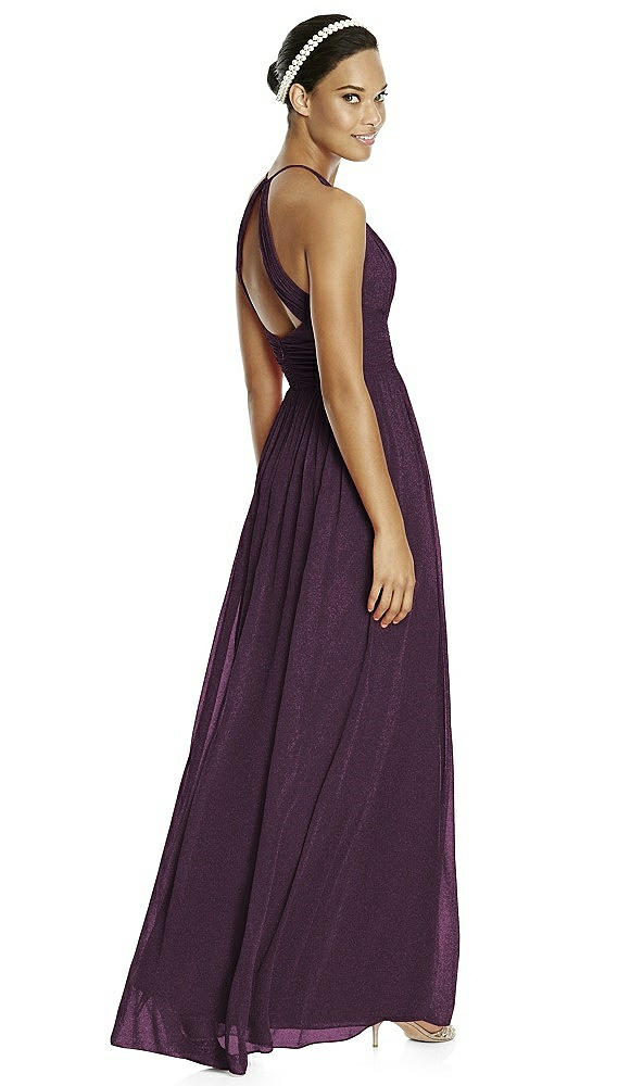 Back View - Aubergine Silver & Dark Nude Studio Design Shimmer Bridesmaid Dress 4518LS