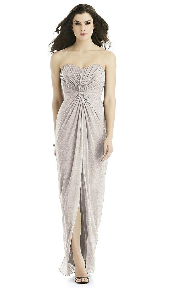 Front View - Taupe Silver Studio Design Shimmer Bridesmaid Dress 4523LS