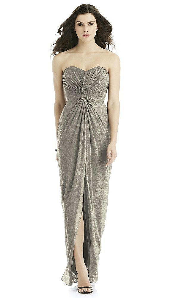 Front View - Mocha Gold Studio Design Shimmer Bridesmaid Dress 4523LS