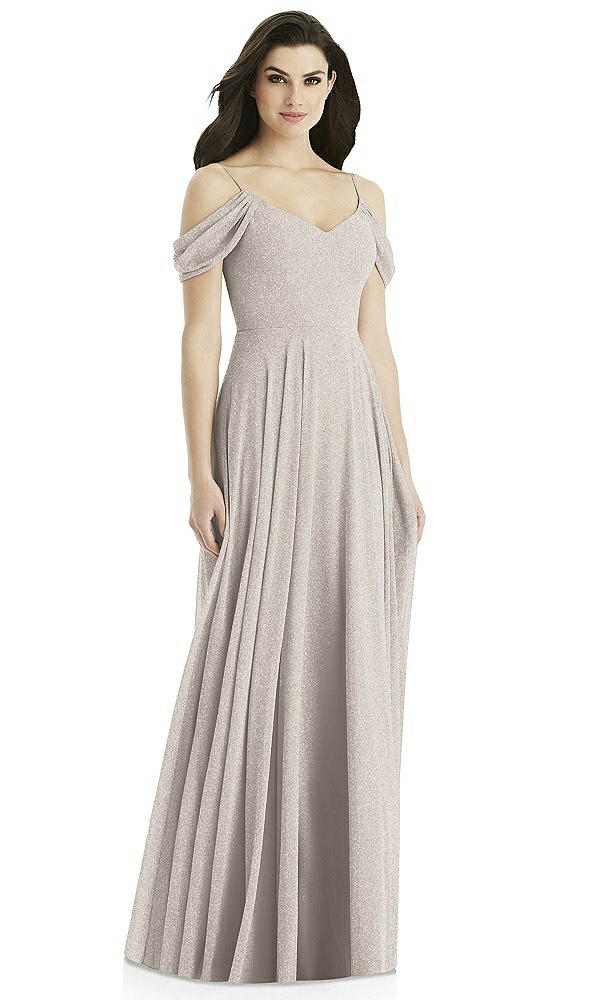 Back View - Taupe Silver Studio Design Shimmer Bridesmaid Dress 4525LS