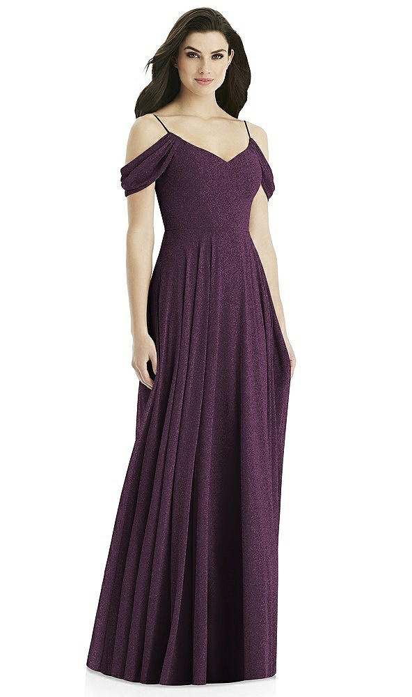 Back View - Aubergine Silver Studio Design Shimmer Bridesmaid Dress 4525LS