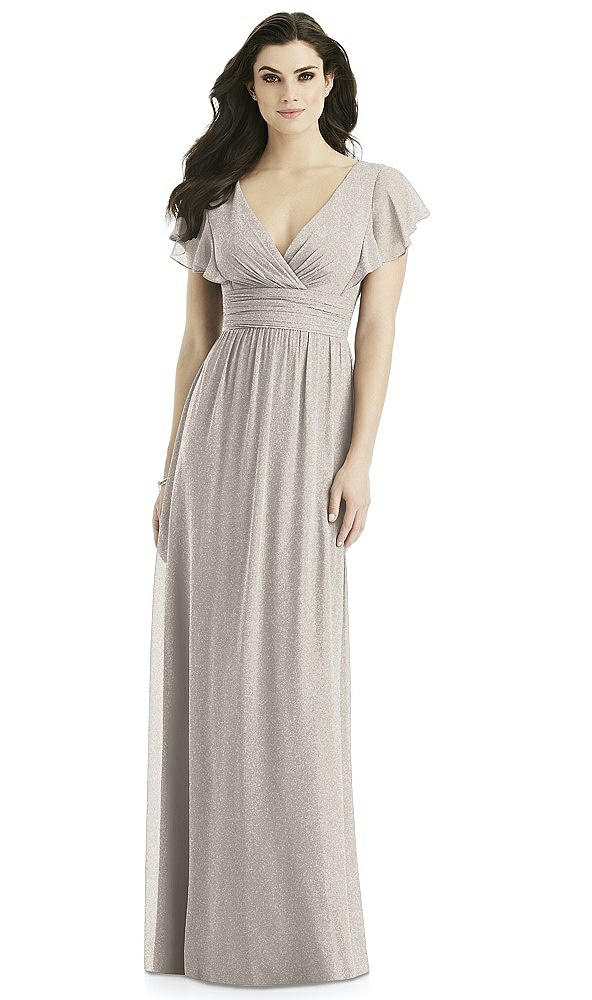 Front View - Taupe Silver Studio Design Shimmer Bridesmaid Dress 4526LS