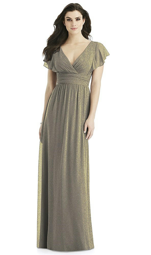 Front View - Mocha Gold Studio Design Shimmer Bridesmaid Dress 4526LS