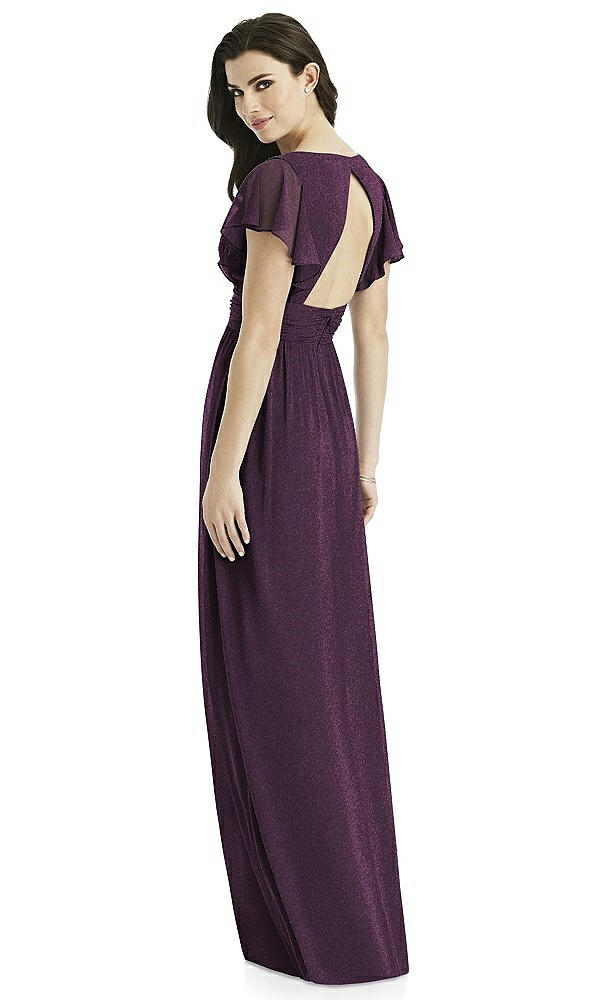 Back View - Aubergine Silver Studio Design Shimmer Bridesmaid Dress 4526LS