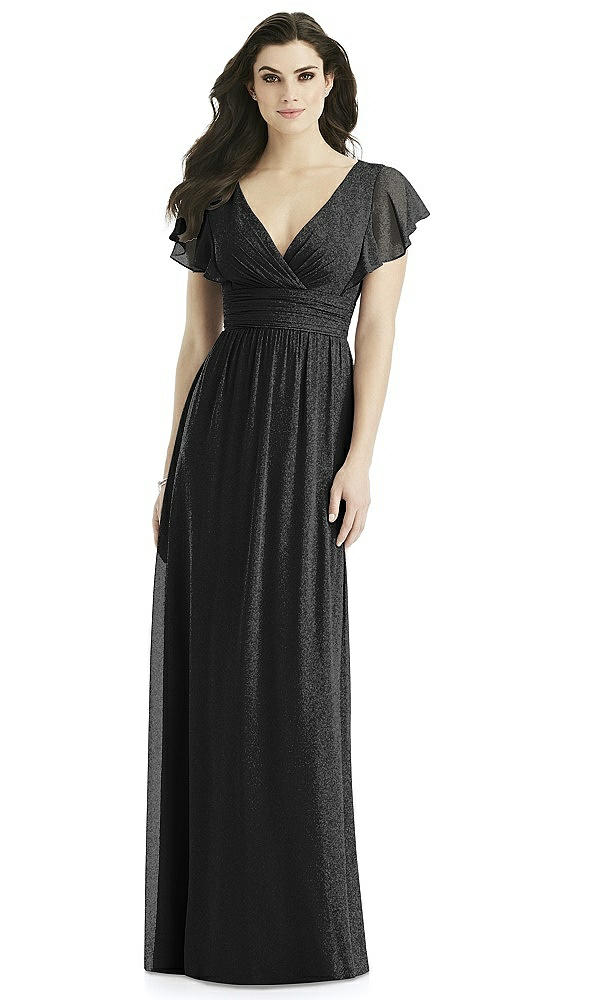 Front View - Black Silver Studio Design Shimmer Bridesmaid Dress 4526LS