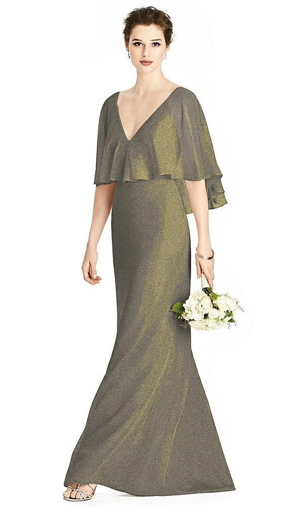 Front View - Mocha Gold Studio Design Shimmer Bridesmaid Dress 4538LS