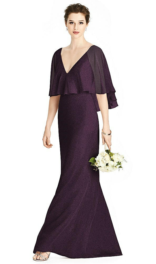 Front View - Aubergine Silver Studio Design Shimmer Bridesmaid Dress 4538LS