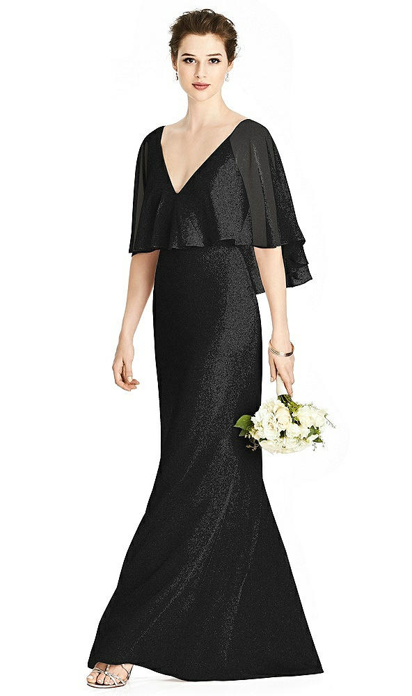 Front View - Black Silver Studio Design Shimmer Bridesmaid Dress 4538LS