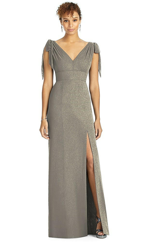 Front View - Mocha Gold Studio Design Shimmer Bridesmaid Dress 4542LS