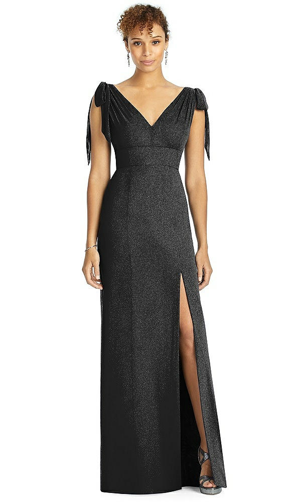 Front View - Black Silver Studio Design Shimmer Bridesmaid Dress 4542LS
