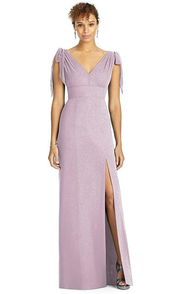 Front View - Suede Rose Silver Studio Design Shimmer Bridesmaid Dress 4542LS