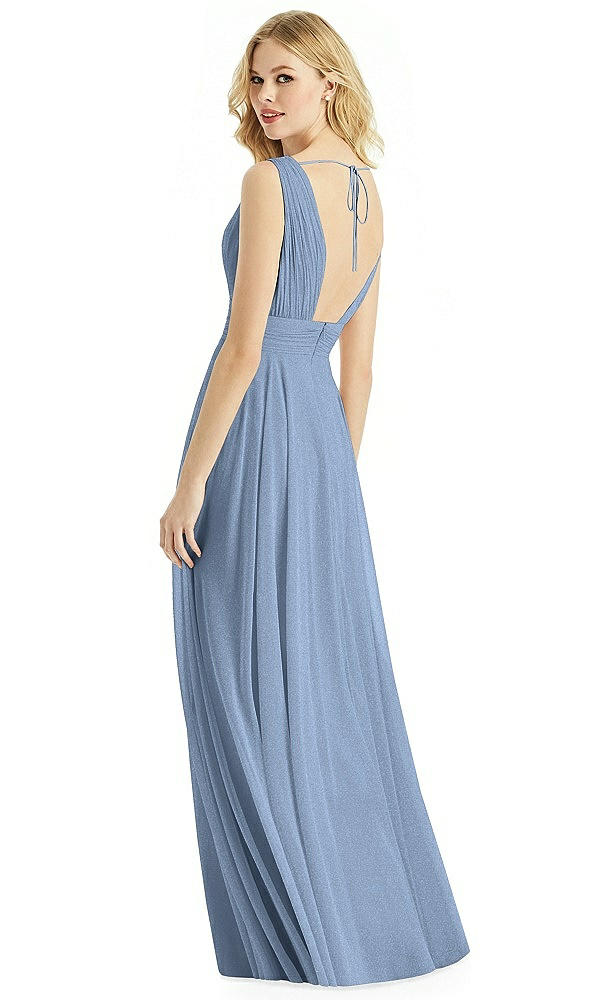 Back View - Cloudy Silver & Light Nude Bella Bridesmaids Shimmer Dress BB109LS