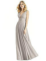 Front View Thumbnail - Taupe Silver & Light Nude Bella Bridesmaids Shimmer Dress BB109LS