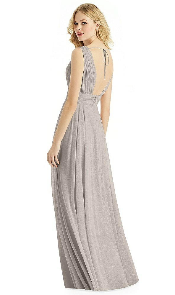 Back View - Taupe Silver & Light Nude Bella Bridesmaids Shimmer Dress BB109LS
