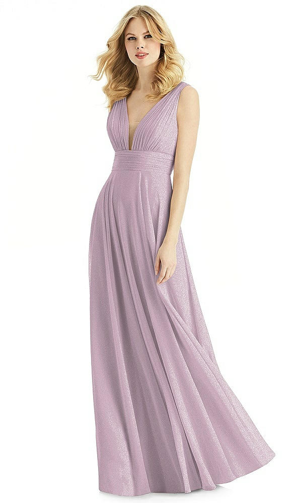 Front View - Suede Rose Silver & Light Nude Bella Bridesmaids Shimmer Dress BB109LS