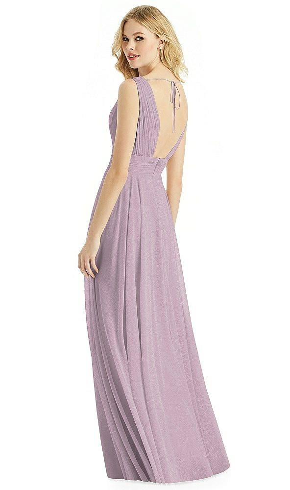 Back View - Suede Rose Silver & Light Nude Bella Bridesmaids Shimmer Dress BB109LS
