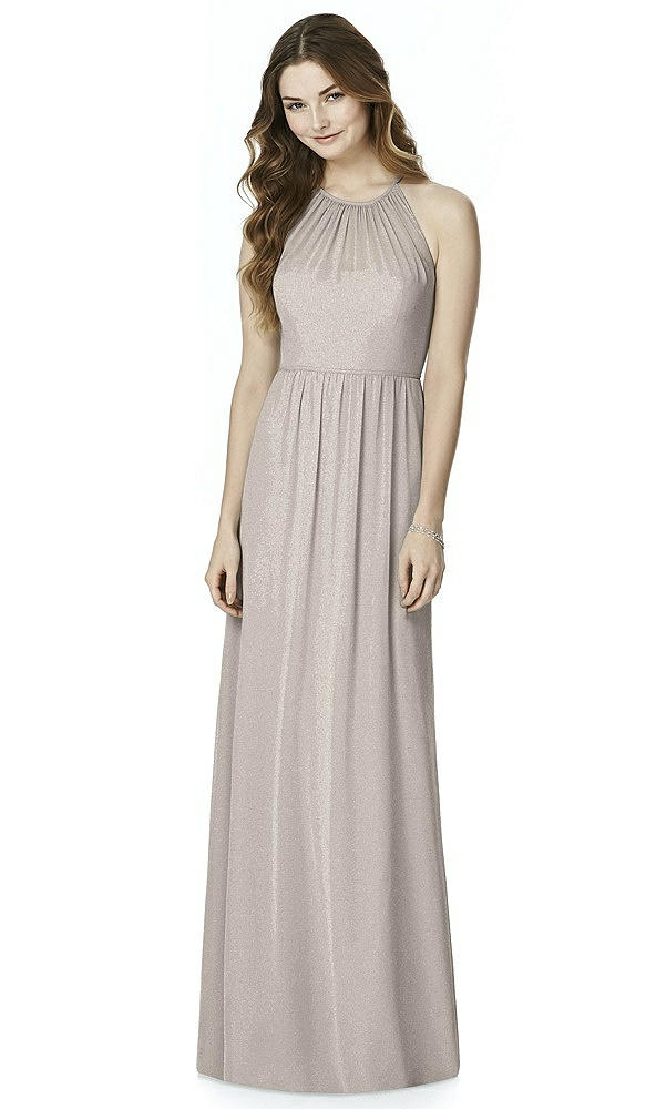 Front View - Taupe Silver Bella Bridesmaids Shimmer Dress BB100LS
