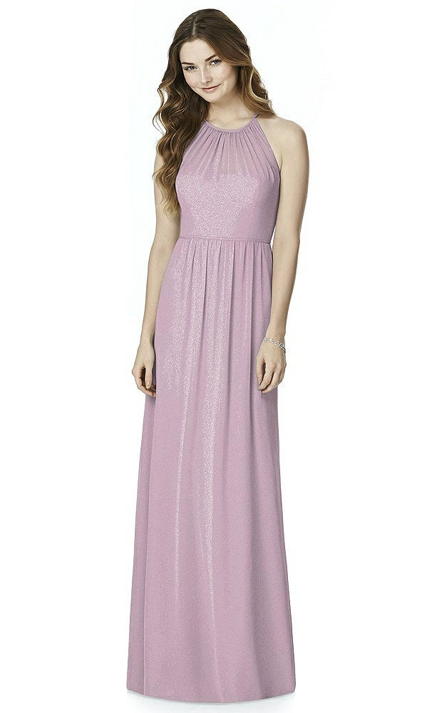 Front View - Suede Rose Silver Bella Bridesmaids Shimmer Dress BB100LS