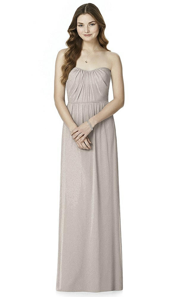 Front View - Taupe Silver Bella Bridesmaids Shimmer Dress BB101LS
