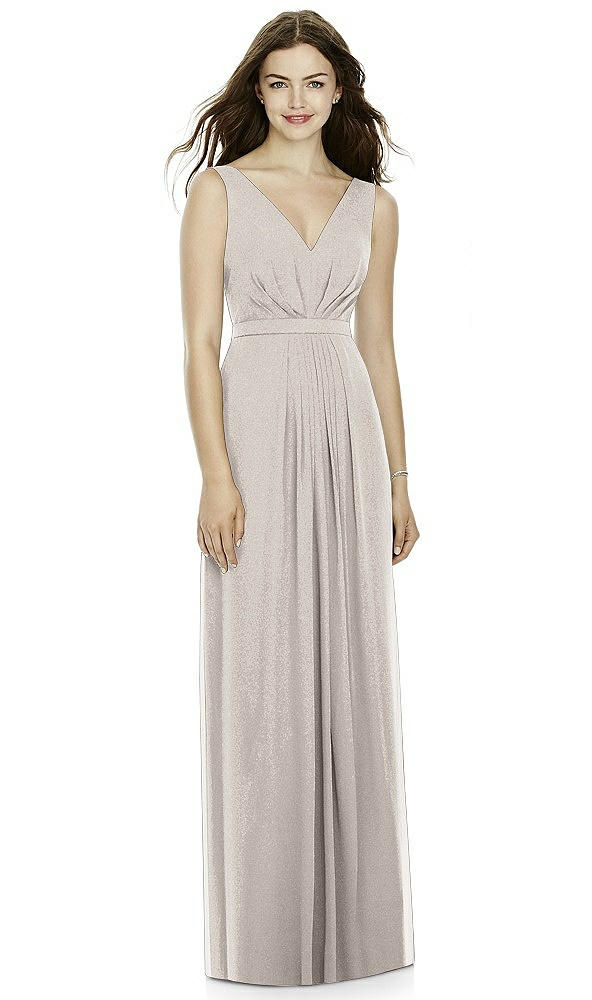 Front View - Taupe Silver Bella Bridesmaids Shimmer Dress BB103LS
