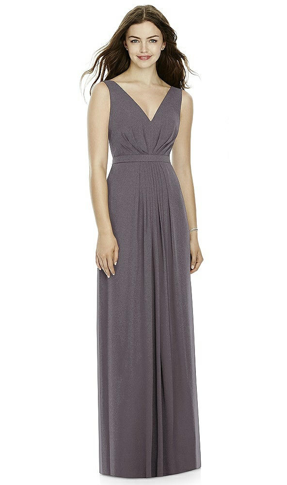 Front View - Stormy Silver Bella Bridesmaids Shimmer Dress BB103LS