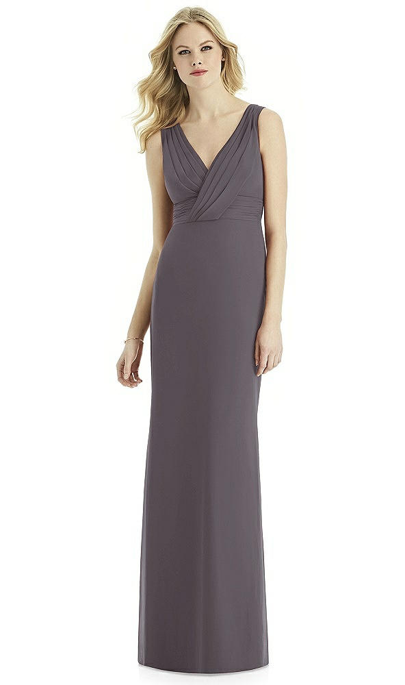 Front View - Stormy Silver Bella Bridesmaids Shimmer Dress BB113LS