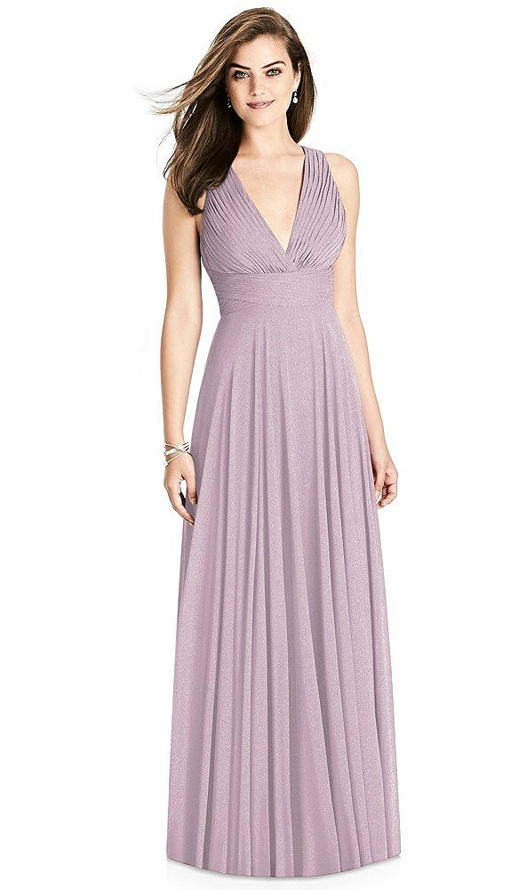 Front View - Suede Rose Silver Bella Bridesmaids Shimmer Dress BB117LS