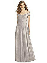 Front View Thumbnail - Taupe Silver Bella Bridesmaid Shimmer Dress BB123LS