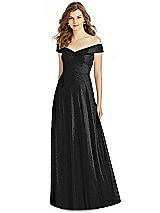 Front View Thumbnail - Black Silver Bella Bridesmaid Shimmer Dress BB123LS