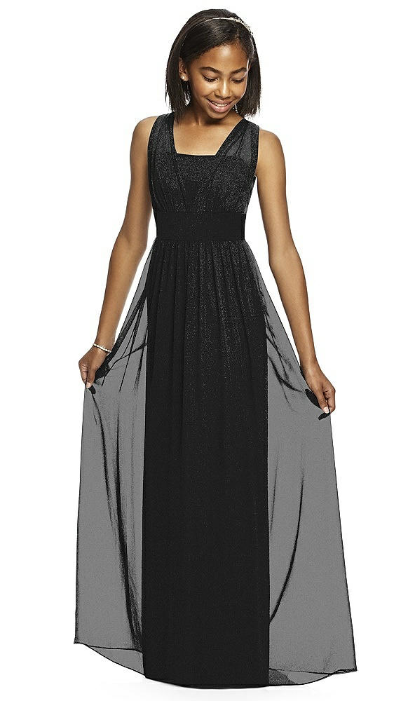 Front View - Black Silver Dessy Shimmer Junior Bridesmaid Dress JR543LS