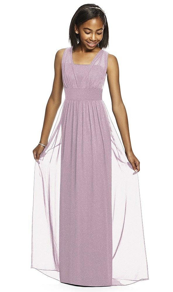 Front View - Suede Rose Silver Dessy Shimmer Junior Bridesmaid Dress JR543LS