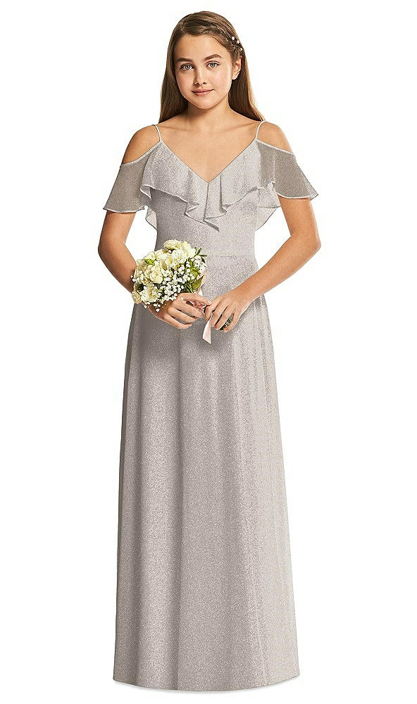 Front View - Taupe Silver Dessy Collection Junior Bridesmaid Dress JR548LS