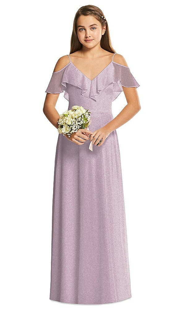 Front View - Suede Rose Silver Dessy Collection Junior Bridesmaid Dress JR548LS