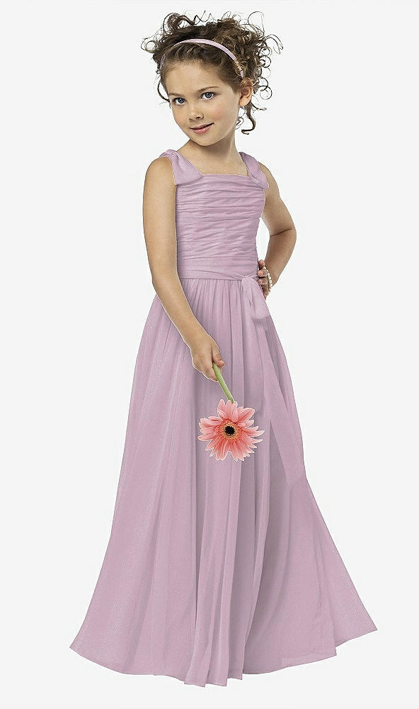 Front View - Suede Rose Silver Flower Girl Shimmer Dress FL4033LS